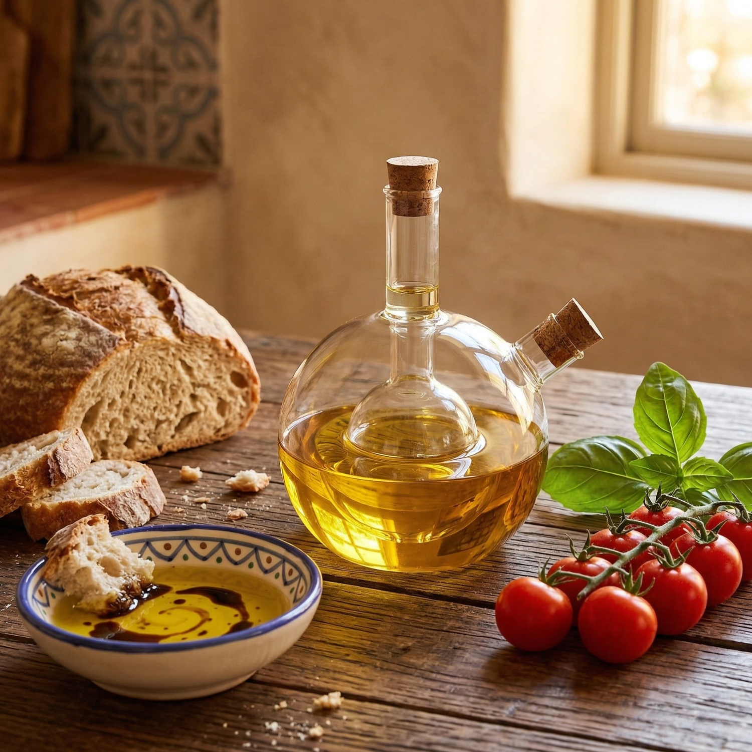 Dual Chamber Oil & Vinegar Dispenser Bottle – Modern Glass Kitchen Cruet for Olive Oil, Vinegar & Soy Sauce