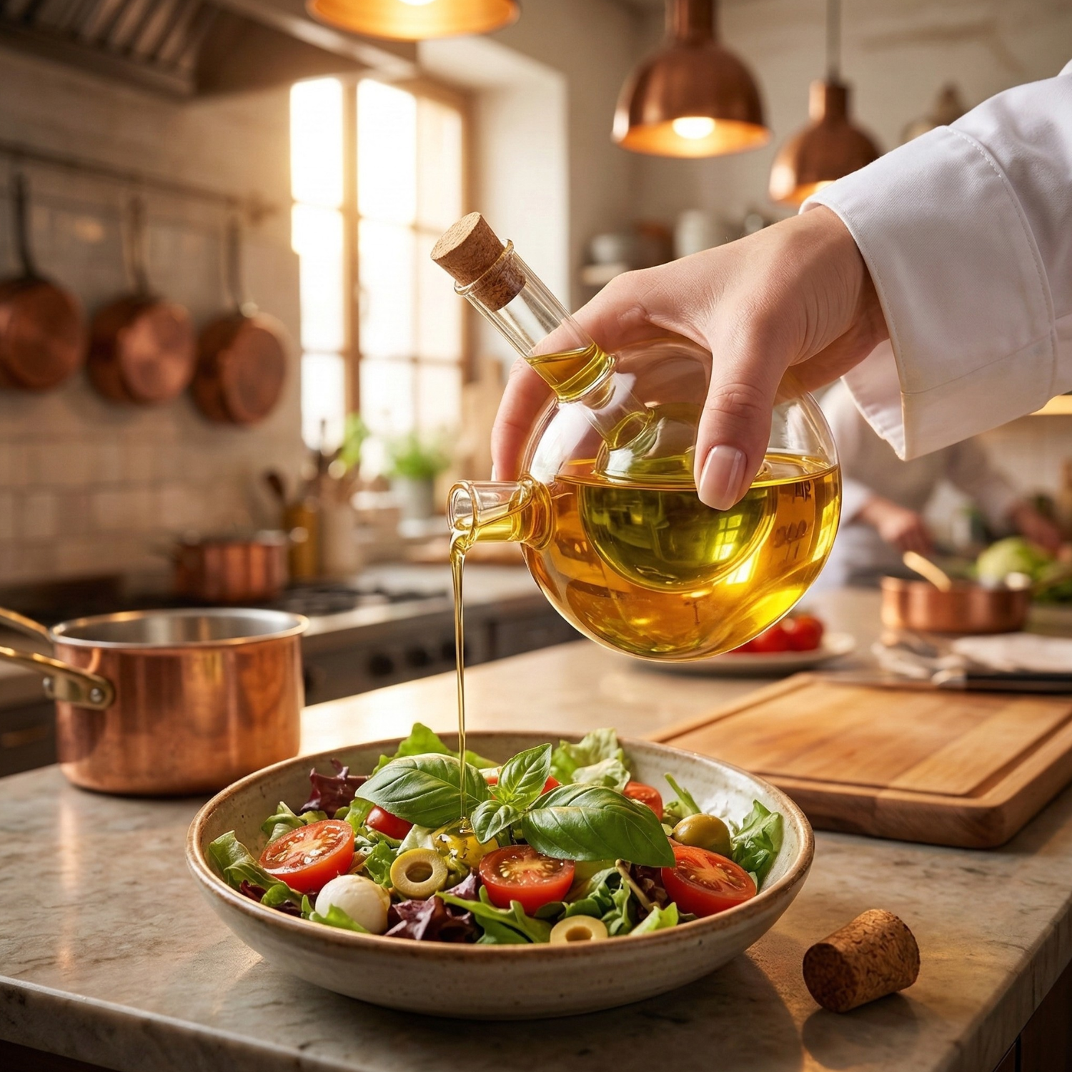 Dual Chamber Oil & Vinegar Dispenser Bottle – Modern Glass Kitchen Cruet for Olive Oil, Vinegar & Soy Sauce