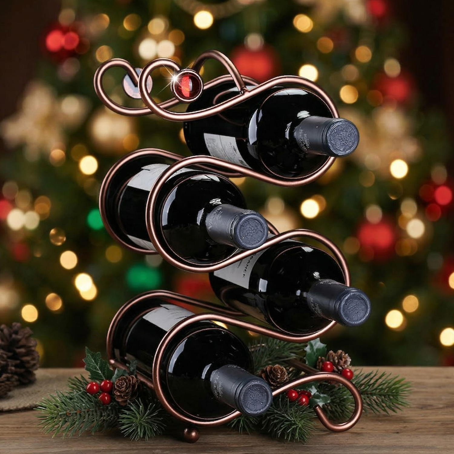 European Decorative Iron Wire Wine Rack | 2, 4 & 6 Bottle Holder | Artistic Home Bar Organizer | Elegant Countertop Wine Stand | Space-Saving Storage Display