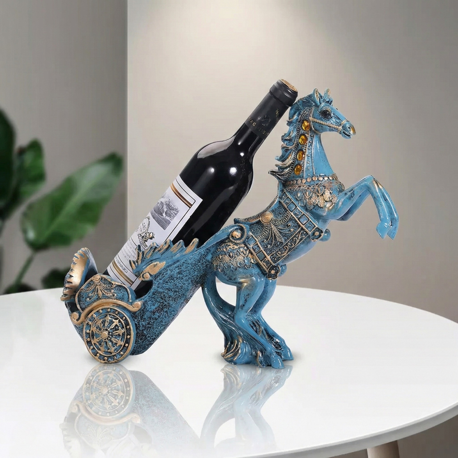 European Horse Carriage Wine Bottle Holder – Decorative Resin Wine Rack Cabinet Display