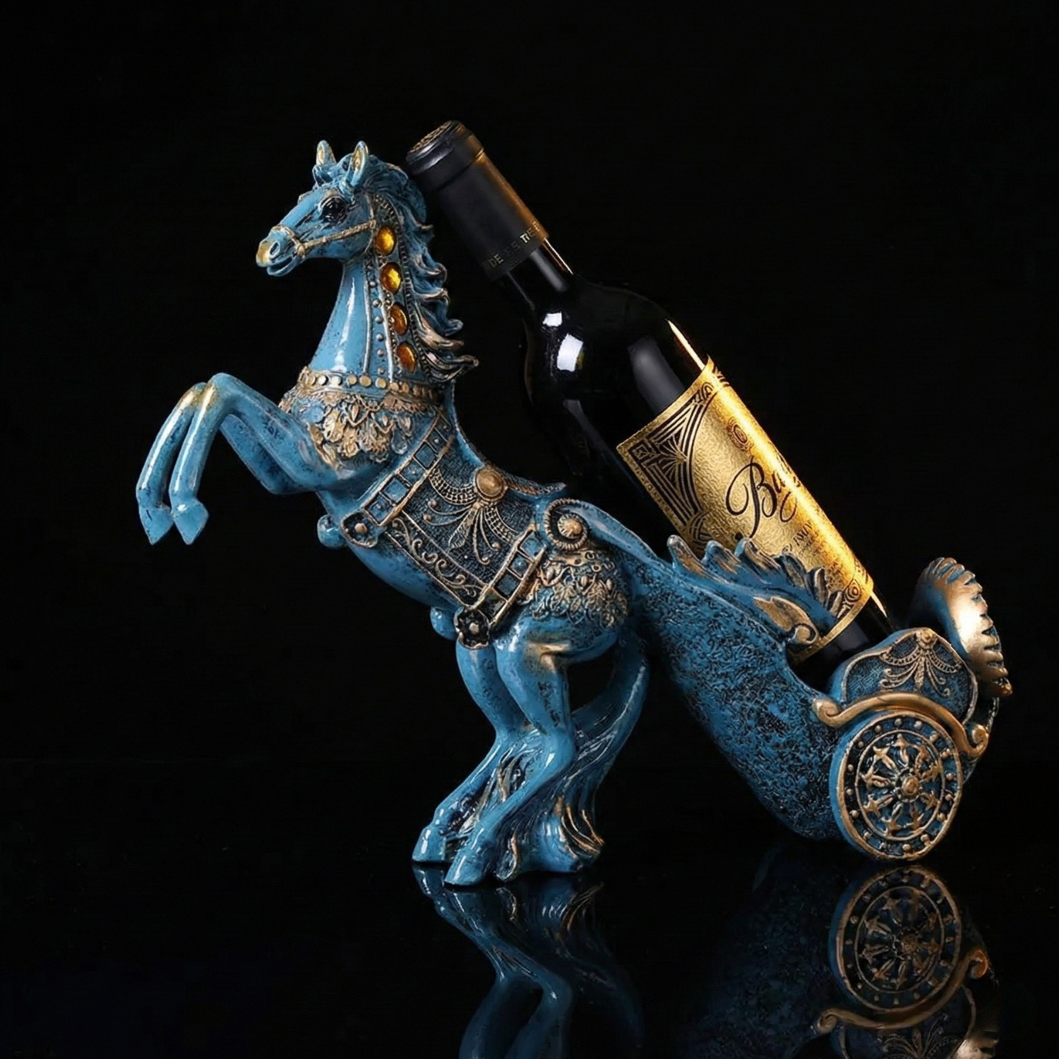 European Horse Carriage Wine Bottle Holder – Decorative Resin Wine Rack Cabinet Display