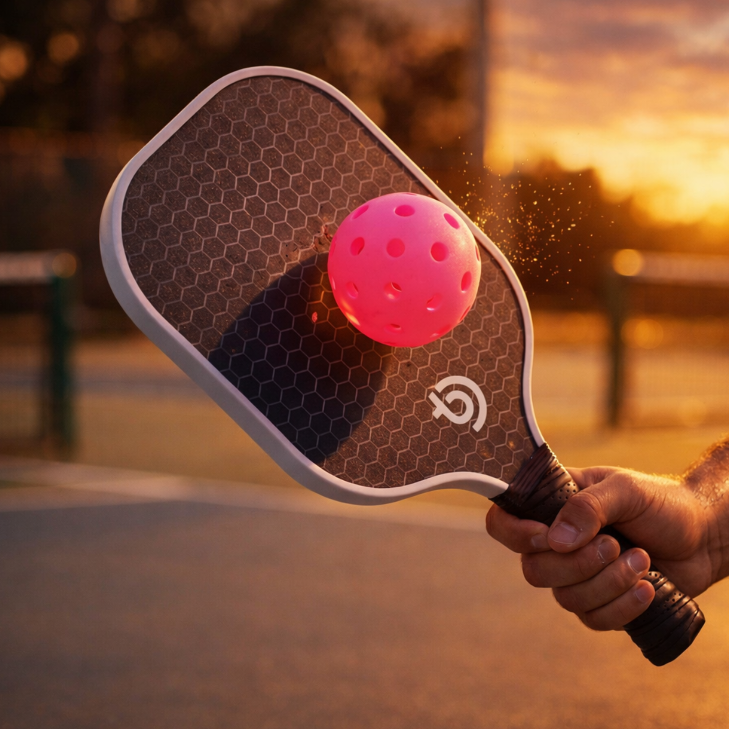 Fiberglass Pickleball Paddle Set – 2 Honeycomb Core Paddles, 4 Outdoor Balls & Pink Carrying Bag