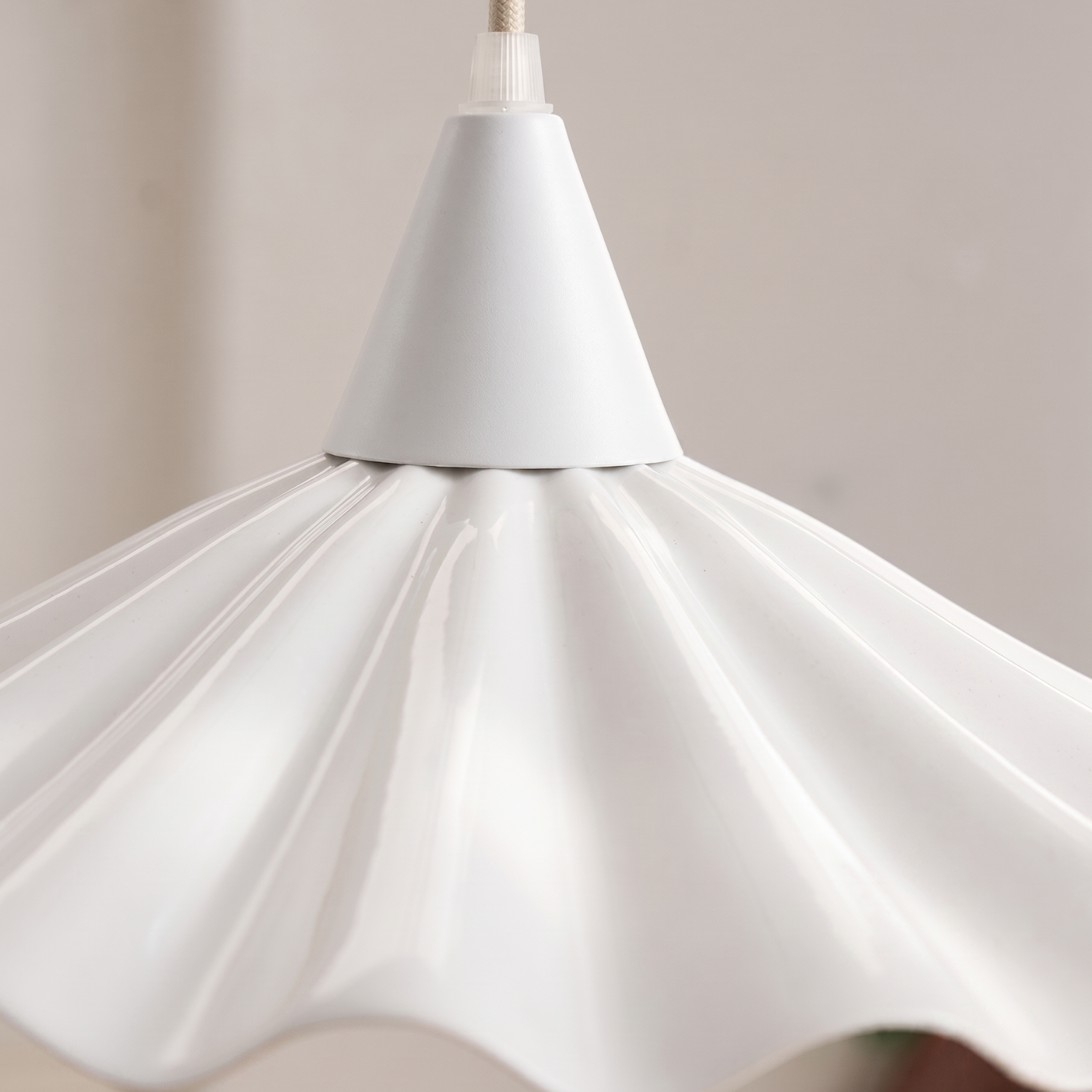 French Pleated Ceramic Pendant Light | Vintage Lotus Ruffle Shade | Bedroom Restaurant Hanging Lamp | Cottagecore Aesthetic Ceiling Light