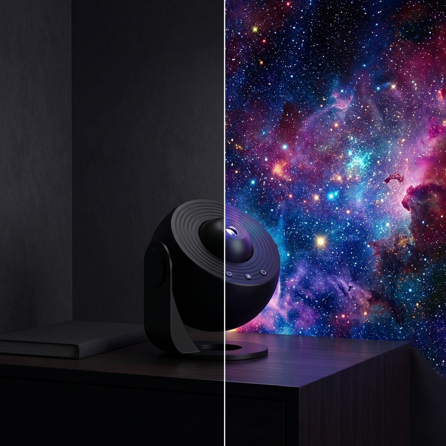 Galaxy Star Projector Lamp with 13 Film Discs – 4K HD Rotating Night Light, Remote Control, USB LED Nebula Projector (Black & White)