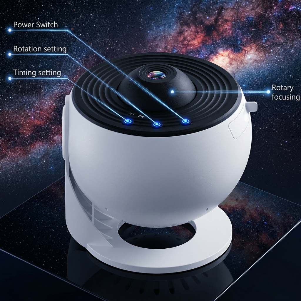 Galaxy Star Projector Lamp with 13 Film Discs – 4K HD Rotating Night Light, Remote Control, USB LED Nebula Projector (Black & White)