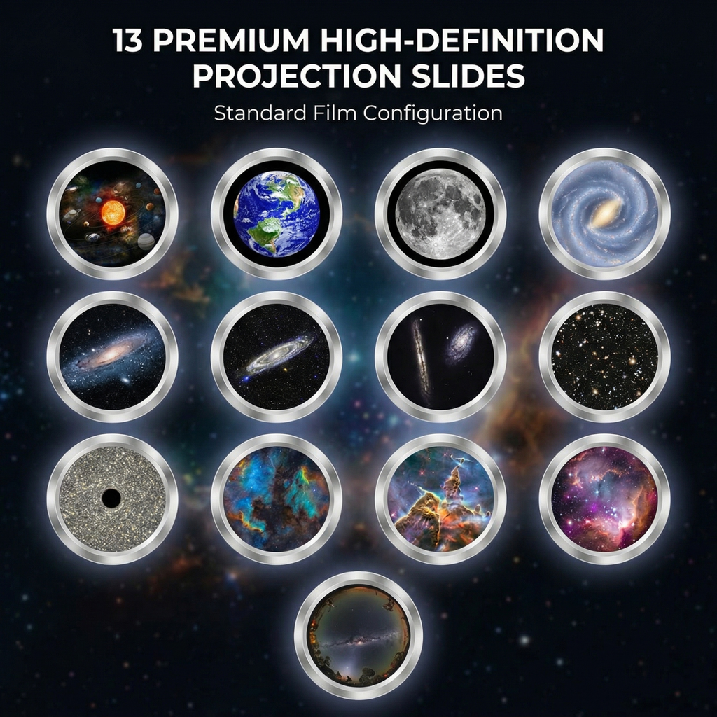 Galaxy Star Projector Lamp with 13 Film Discs – 4K HD Rotating Night Light, Remote Control, USB LED Nebula Projector (Black & White)
