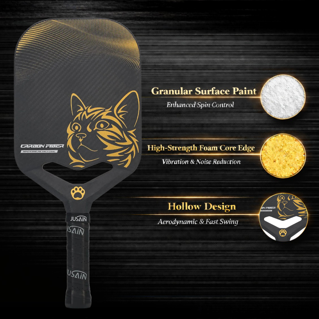 Golden Lynx T700 Carbon Fiber Pickleball Paddle (14mm Honeycomb Core) – Textured Spin Surface, One-Piece Hot Pressed, Lightweight Control Paddle
