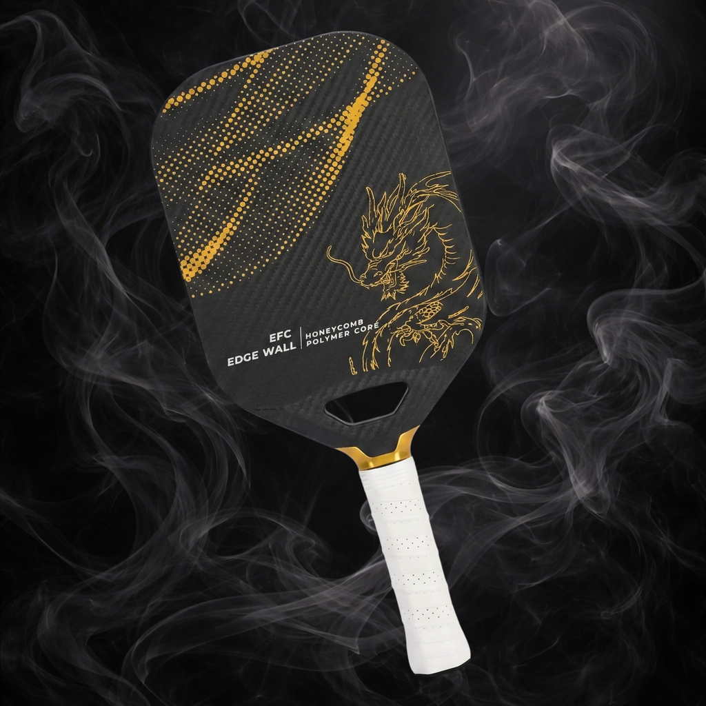 Black Golden Dragon T700 Carbon Fiber Pickleball Paddle (14mm Honeycomb Core) – Textured Spin Surface, One-Piece Hot Pressed, Lightweight Control Paddle