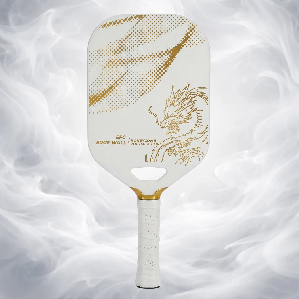 White Golden Dragon T700 Carbon Fiber Pickleball Paddle (14mm Honeycomb Core) – Textured Spin Surface, One-Piece Hot Pressed, Lightweight Control Paddle