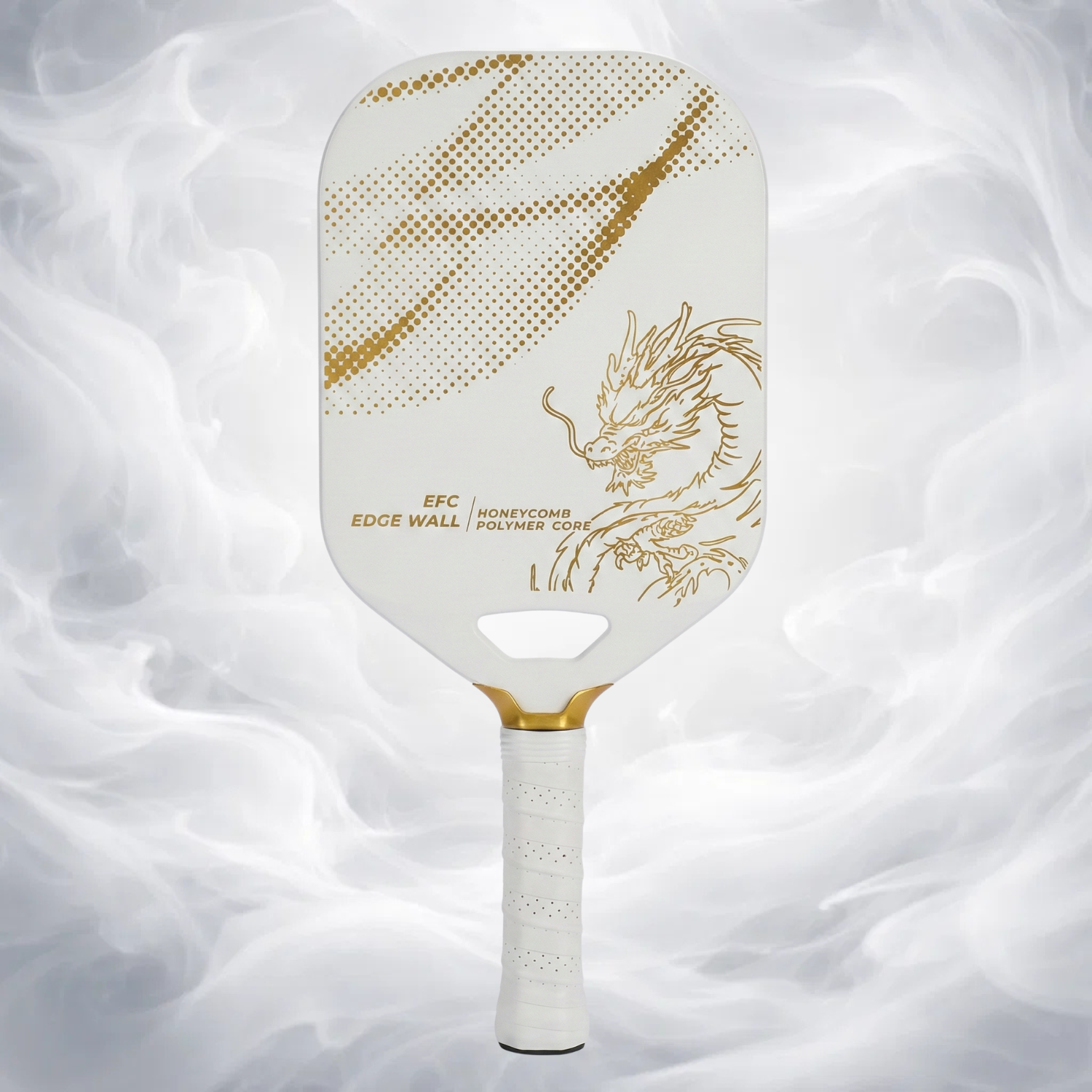 White Golden Dragon T700 Carbon Fiber Pickleball Paddle (14mm Honeycomb Core) – Textured Spin Surface, One-Piece Hot Pressed, Lightweight Control Paddle