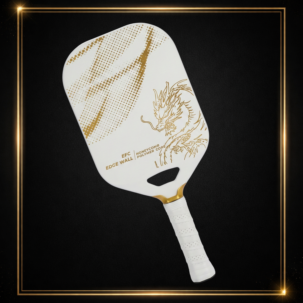 White Golden Dragon T700 Carbon Fiber Pickleball Paddle (14mm Honeycomb Core) – Textured Spin Surface, One-Piece Hot Pressed, Lightweight Control Paddle