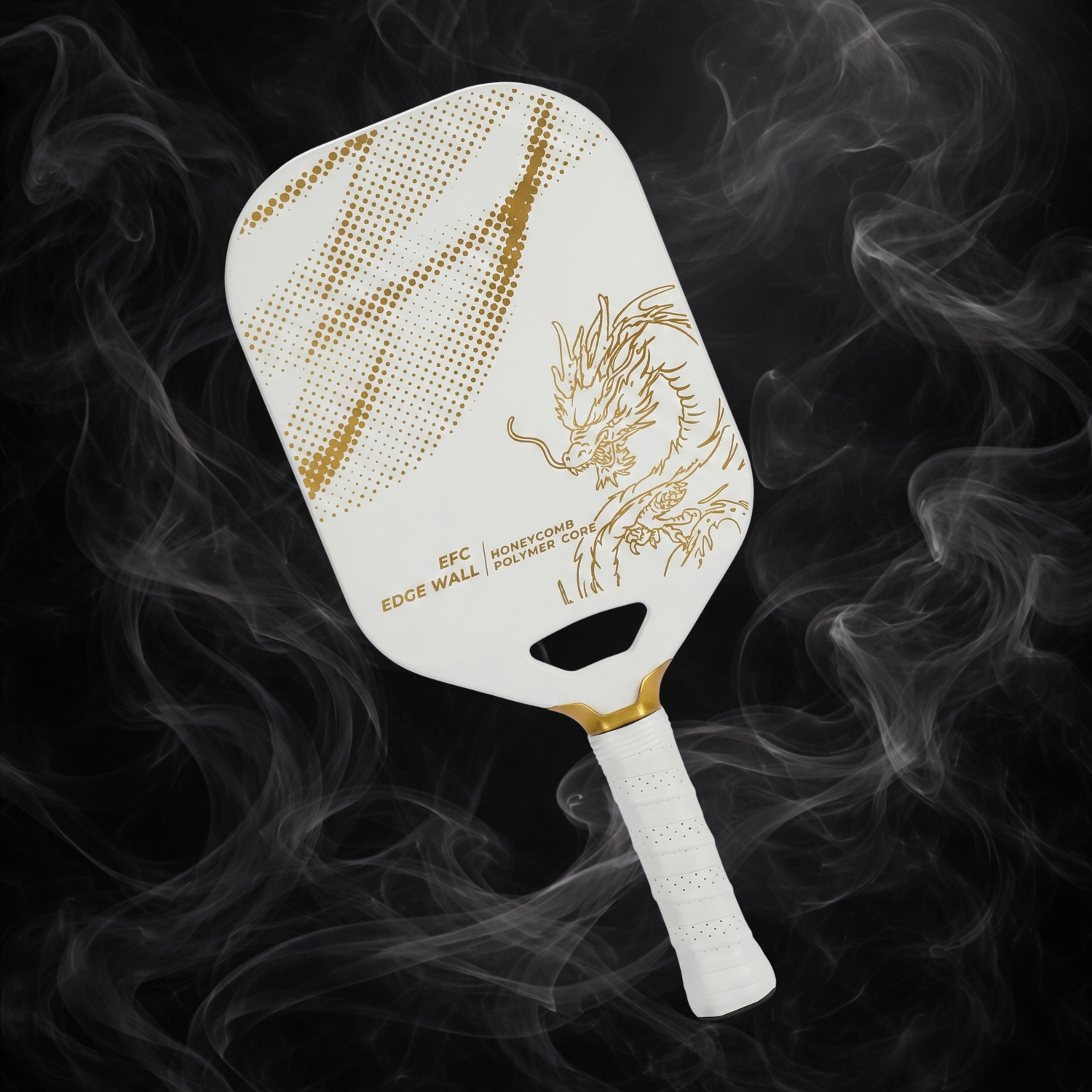 White Golden Dragon T700 Carbon Fiber Pickleball Paddle (14mm Honeycomb Core) – Textured Spin Surface, One-Piece Hot Pressed, Lightweight Control Paddle