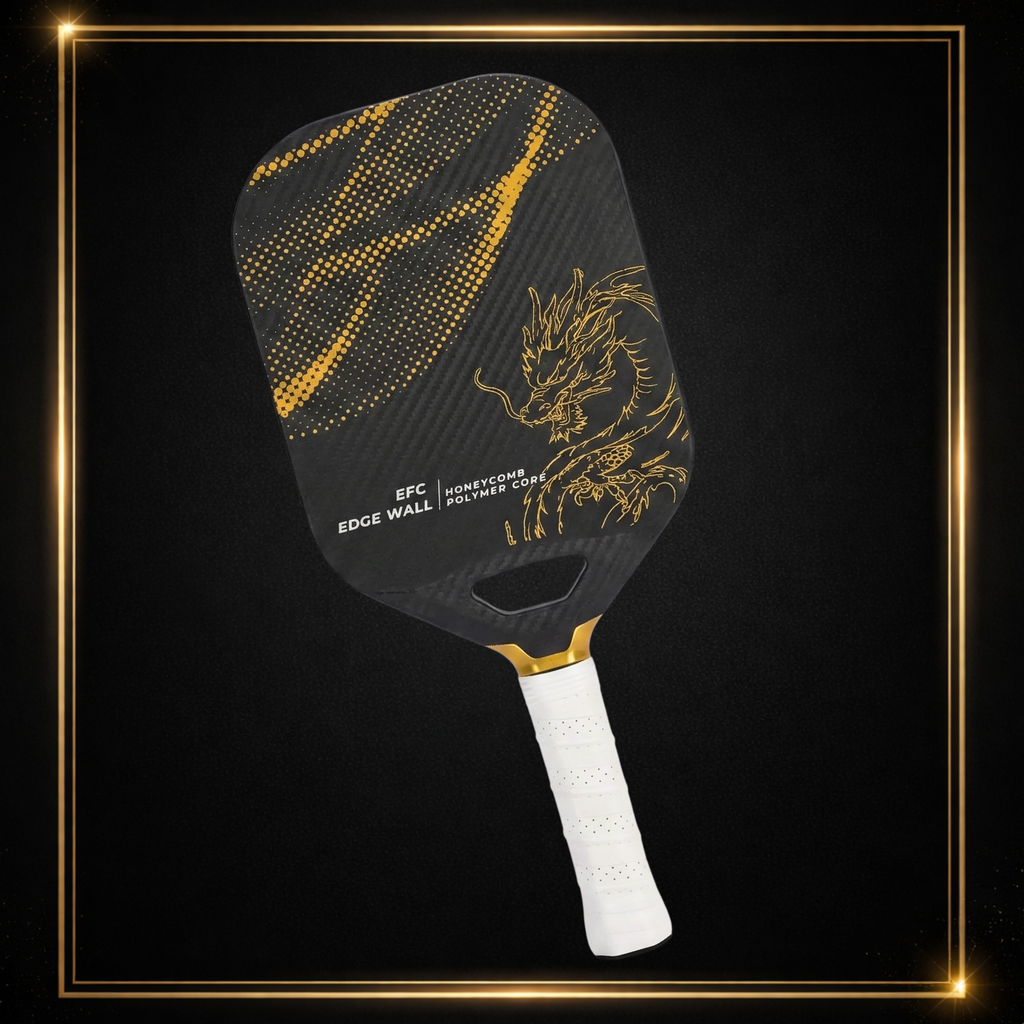 Black Golden Dragon T700 Carbon Fiber Pickleball Paddle (14mm Honeycomb Core) – Textured Spin Surface, One-Piece Hot Pressed, Lightweight Control Paddle