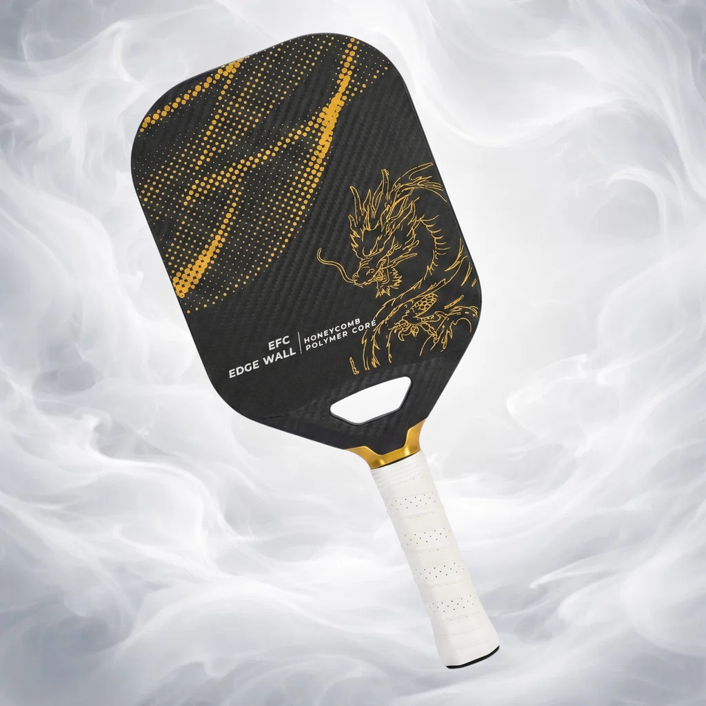 Black Golden Dragon T700 Carbon Fiber Pickleball Paddle (14mm Honeycomb Core) – Textured Spin Surface, One-Piece Hot Pressed, Lightweight Control Paddle