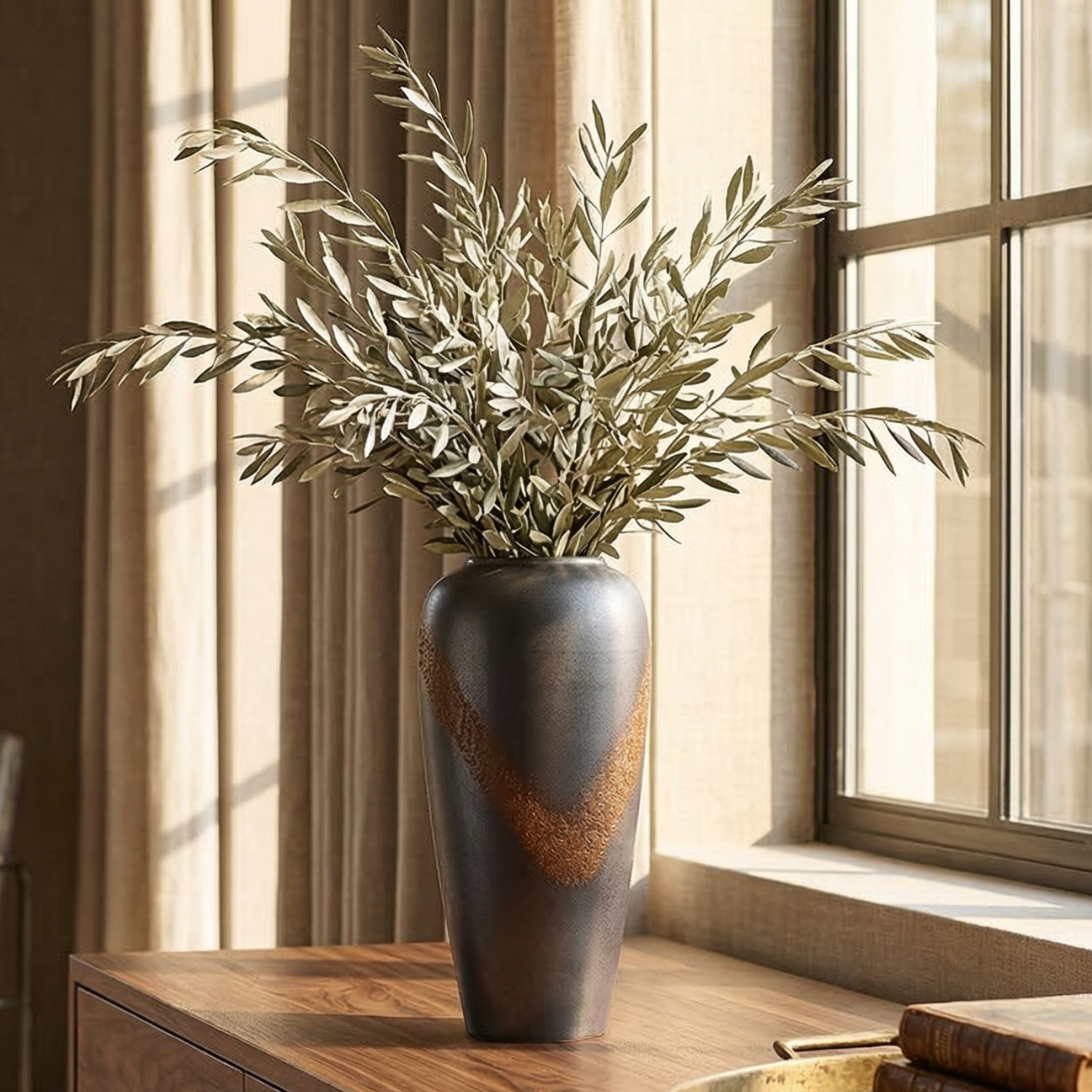Handcrafted Jingdezhen Ceramic Vase – Artisan Charcoal Pottery with Mineral Glaze (3 Sizes)