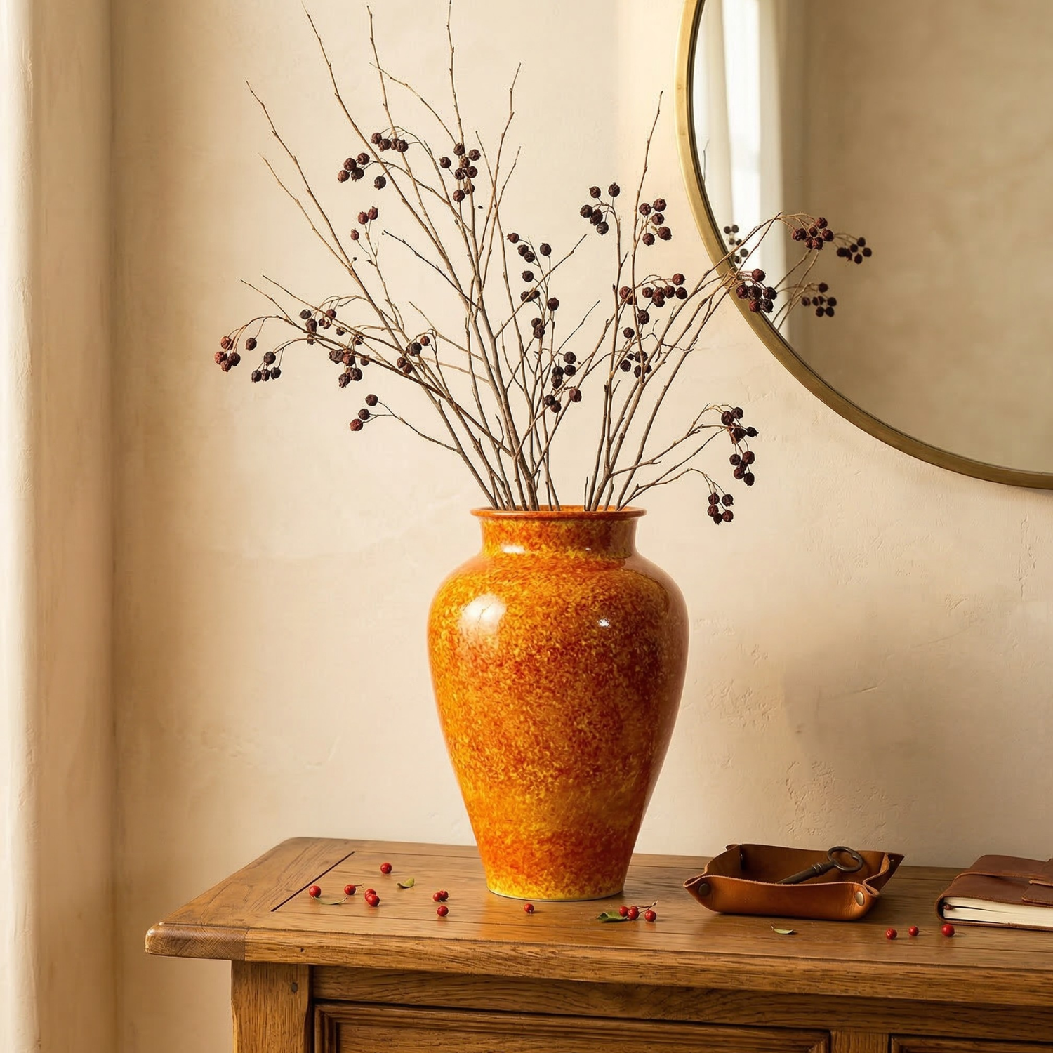 Handcrafted Rustic Ceramic Vase – Large Artisan Pottery Vase for Farmhouse & Modern Home Decor