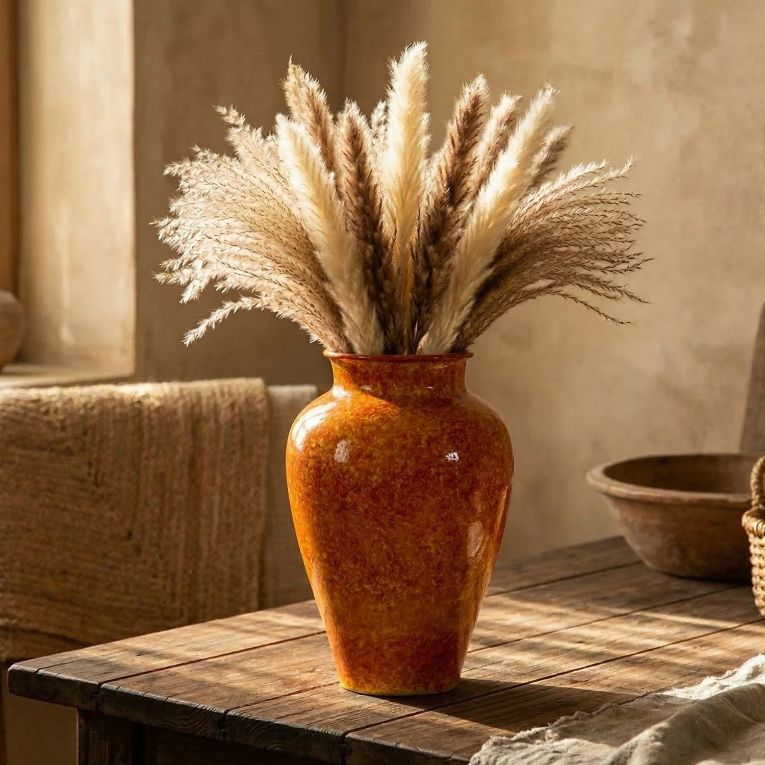 Handcrafted Rustic Ceramic Vase – Large Artisan Pottery Vase for Farmhouse & Modern Home Decor