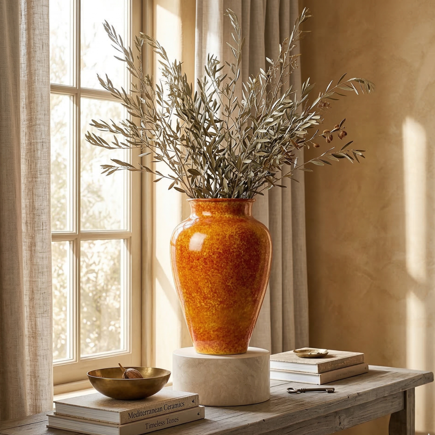 Handcrafted Rustic Ceramic Vase – Large Artisan Pottery Vase for Farmhouse & Modern Home Decor