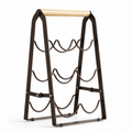 6-Bottle Foldable Iron Wine Rack with Wood Handle
