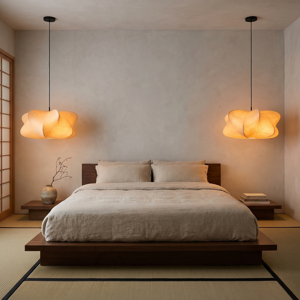 Japanese Silk Cloud Chandelier | Zen Artistic Shaped Pendant Light | Three Color Dimming | Living Room Bedroom Restaurant Ceiling Lamp