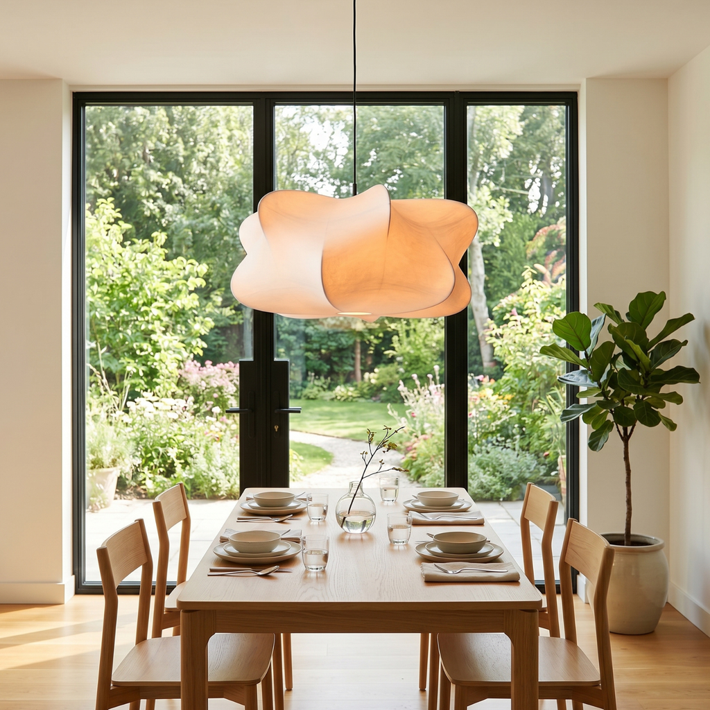 Japanese Silk Cloud Chandelier | Zen Artistic Shaped Pendant Light | Three Color Dimming | Living Room Bedroom Restaurant Ceiling Lamp