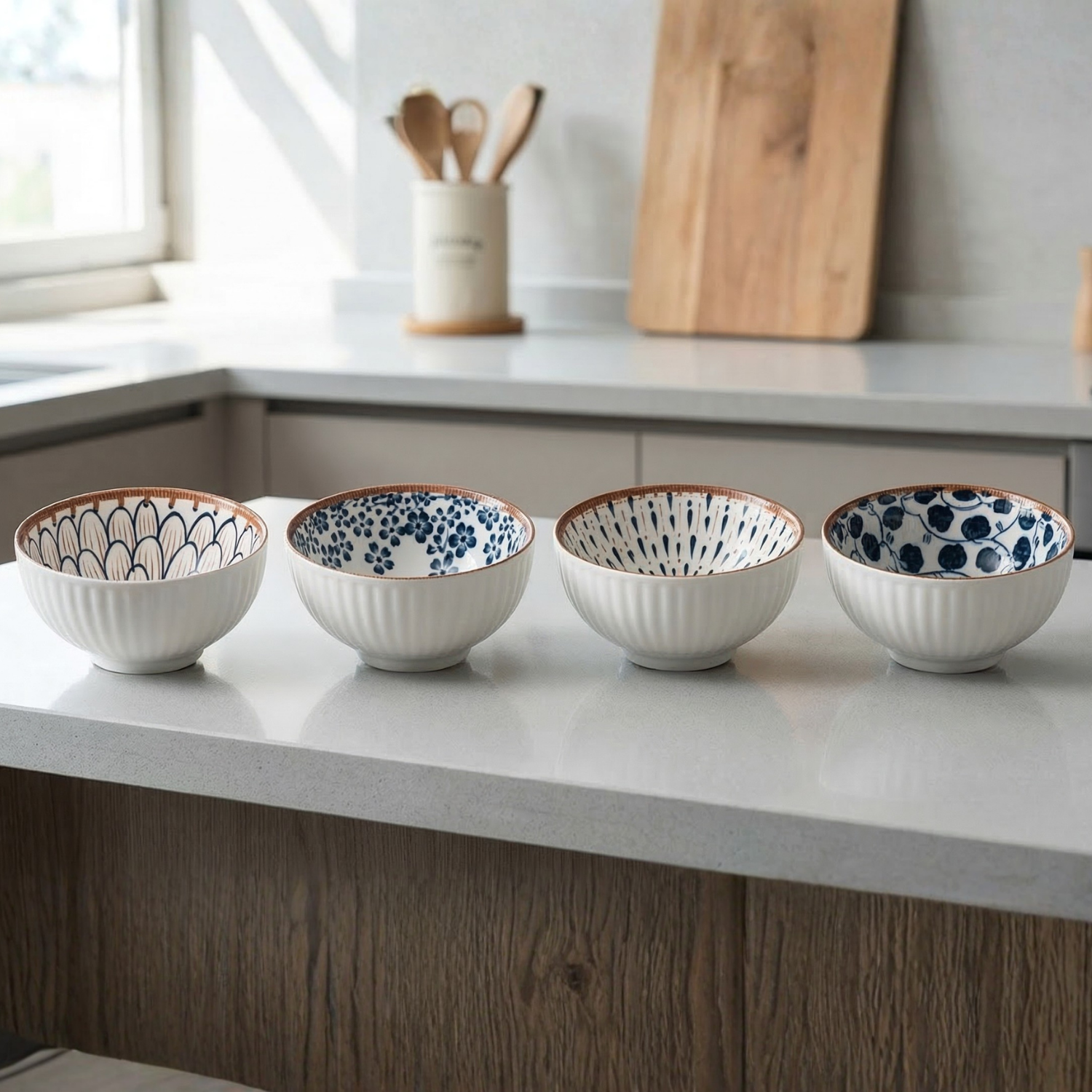 Japanese Style Ceramic Dinnerware Set for 2 | Porcelain Bowls & Plates Gift Box Set | Microwave Safe Tableware | Modern Minimalist Aesthetic | Wedding Housewarming Gift