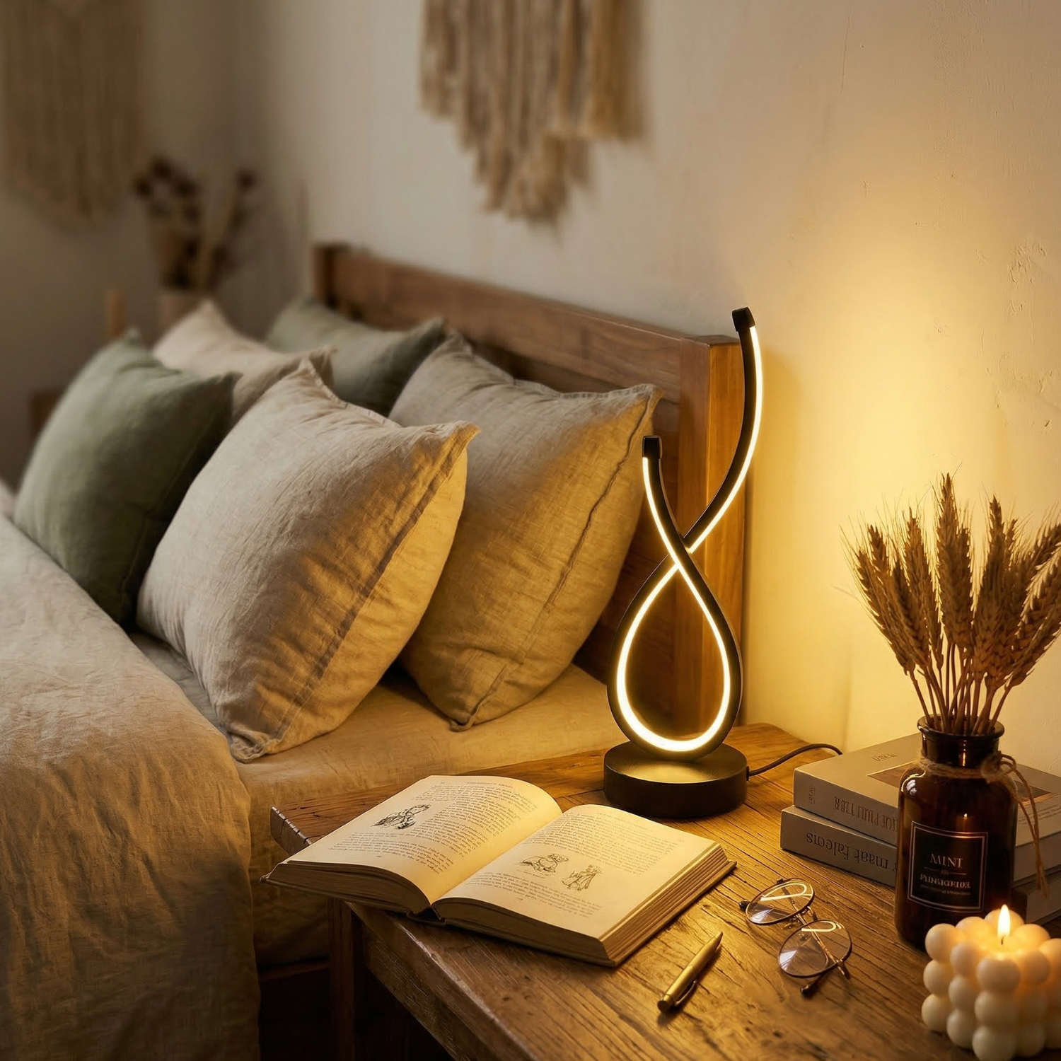 LED Spiral Desk Lamp | 3 Color Modes Touch Control | Modern Ambient Night Light for Bedroom & Office