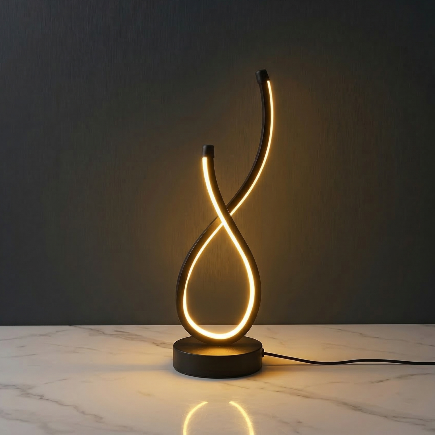 LED Spiral Desk Lamp | 3 Color Modes Touch Control | Modern Ambient Night Light for Bedroom & Office