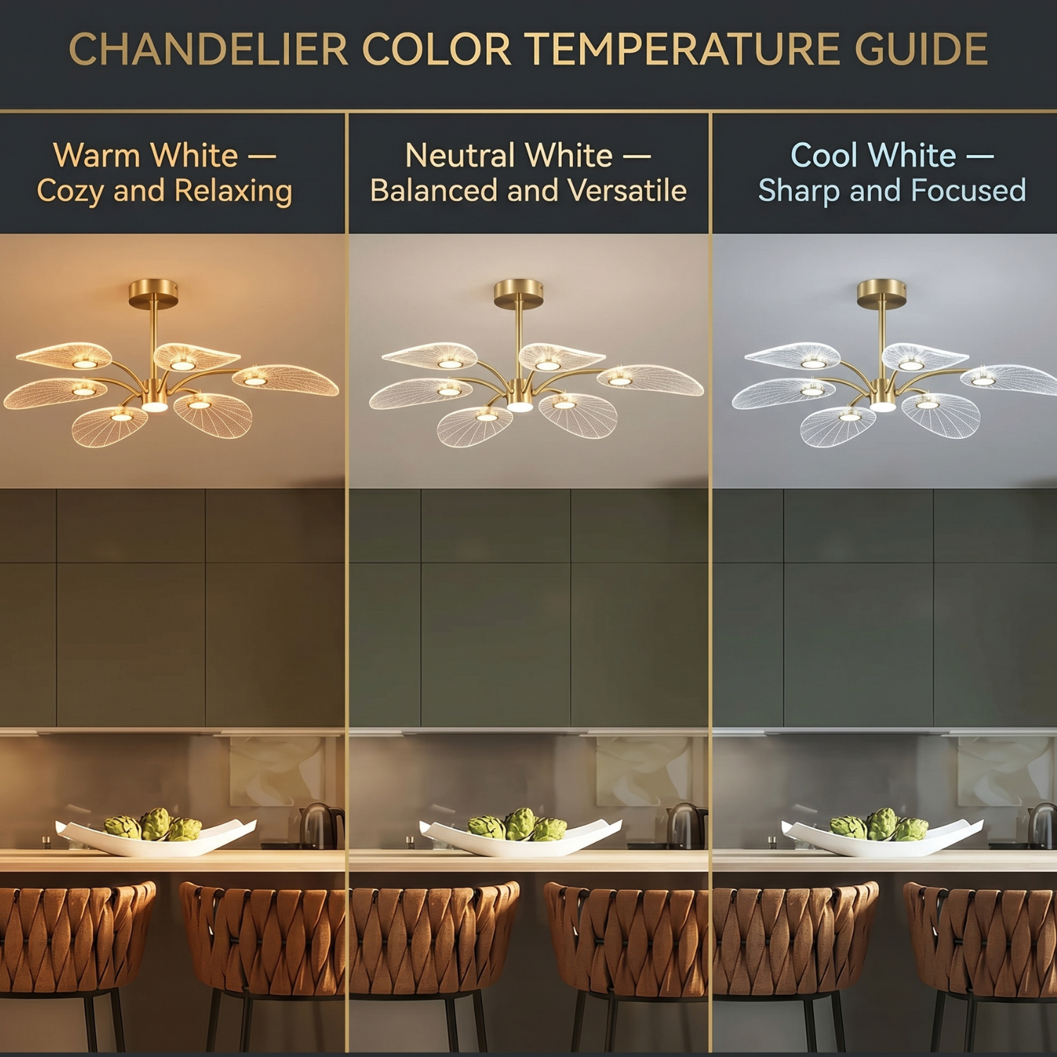 Chandelier color temperature guide: warm white, neutral white, cool white