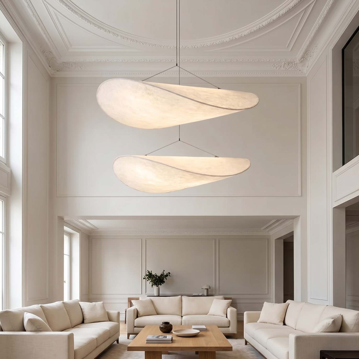 Luxury Silk Cloud Pendant Light | New Chinese Style Floating Leaf Chandelier | 40 50 60cm | Living Room Dining Room Statement Lamp