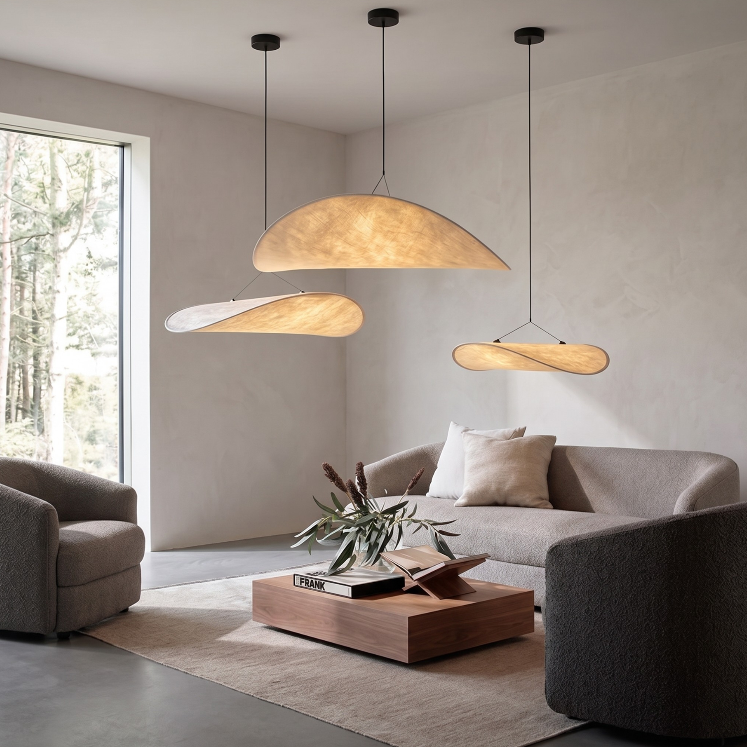Luxury Silk Cloud Pendant Light | New Chinese Style Floating Leaf Chandelier | 40 50 60cm | Living Room Dining Room Statement Lamp