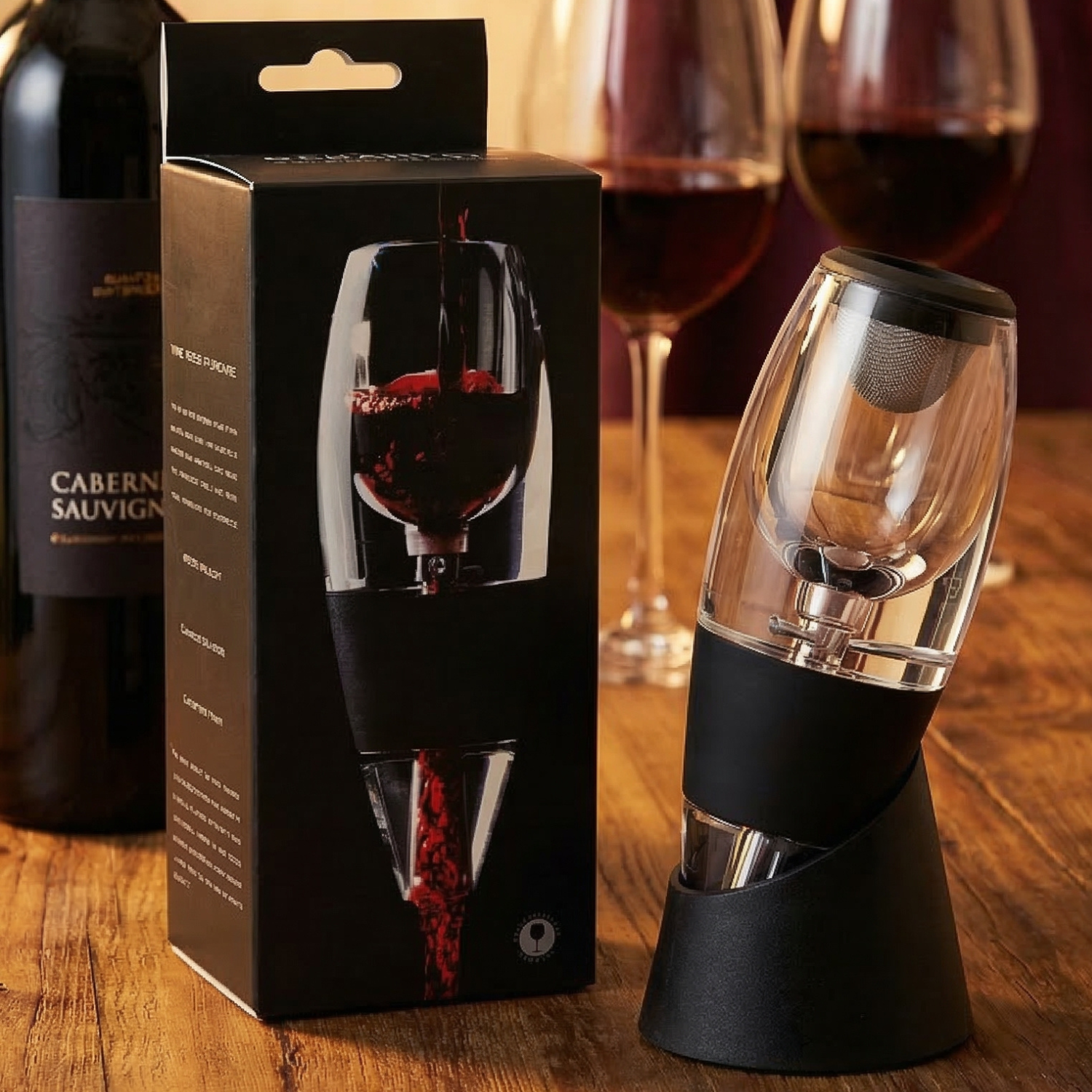 Magic Wine Decanter Aerator Pourer with Stand | Instant Aeration Spout & Sediment Filter | Wine Lover Gift Set