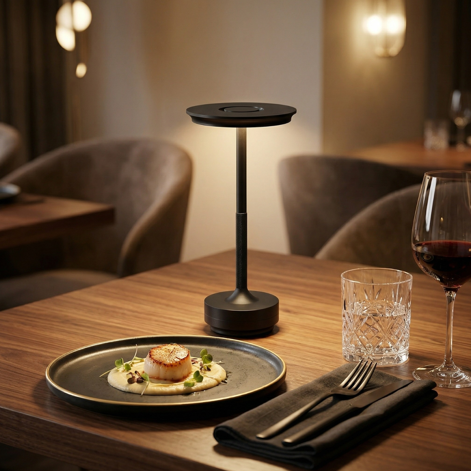 Modern Flying Saucer LED Table Lamp – Rechargeable Touch Control, 3-Color Dimmable Ambient Light (Black, Gold, Silver, Gun Gray)
