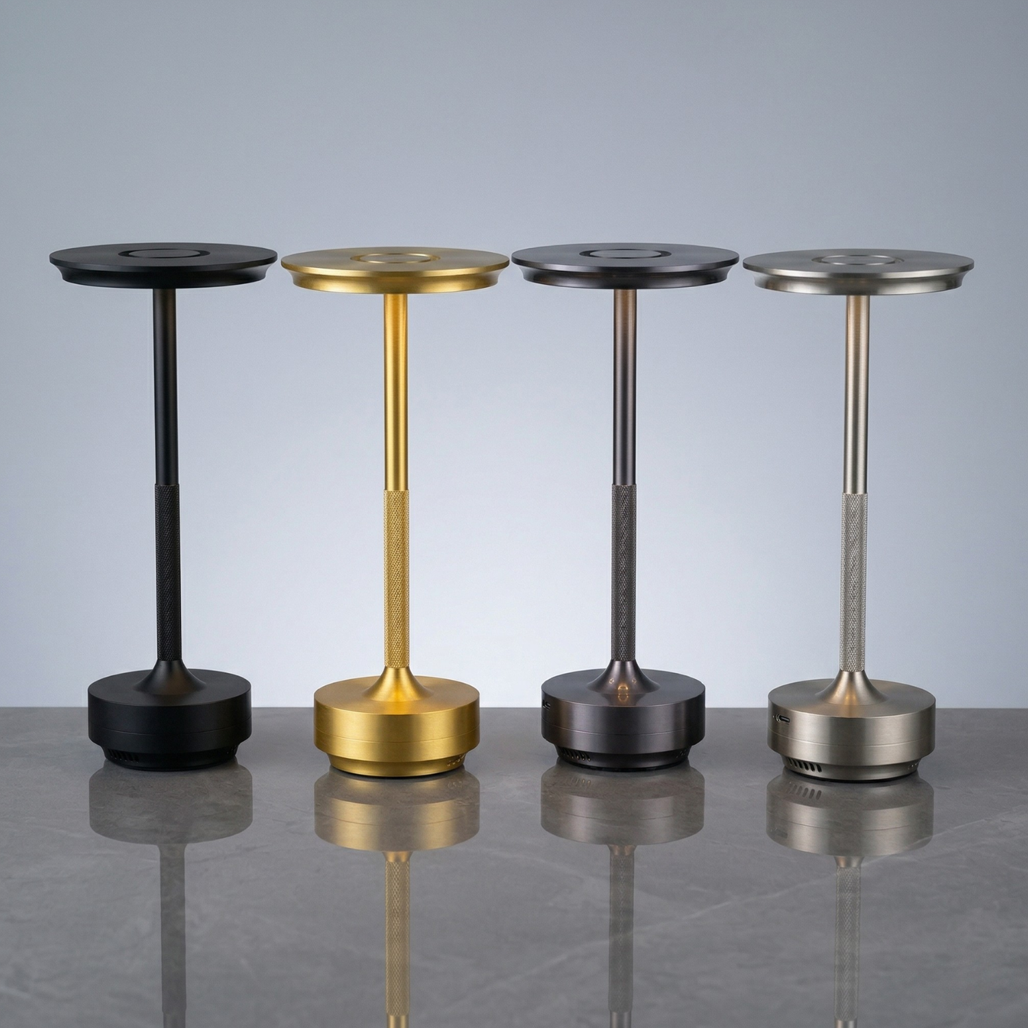 Modern Flying Saucer LED Table Lamp – Rechargeable Touch Control, 3-Color Dimmable Ambient Light (Black, Gold, Silver, Gun Gray)