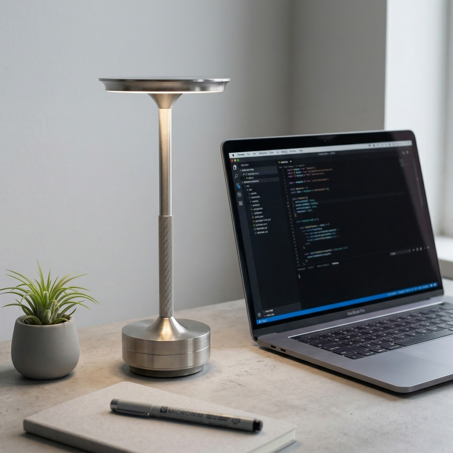 Modern Flying Saucer LED Table Lamp – Rechargeable Touch Control, 3-Color Dimmable Ambient Light (Black, Gold, Silver, Gun Gray)