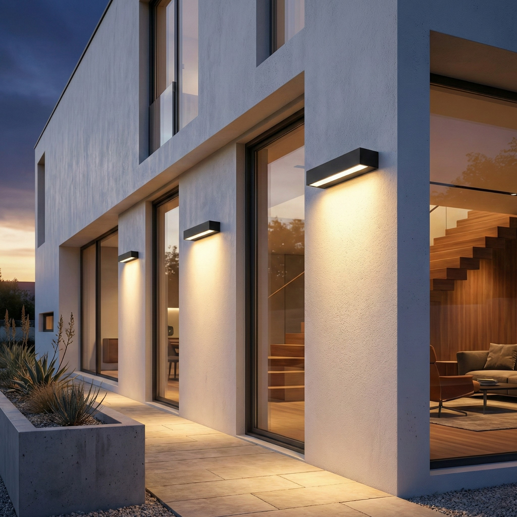 Modern LED Outdoor Wall Light, IP65 Waterproof Aluminum Strip Sconce, Warm Neutral or White Light