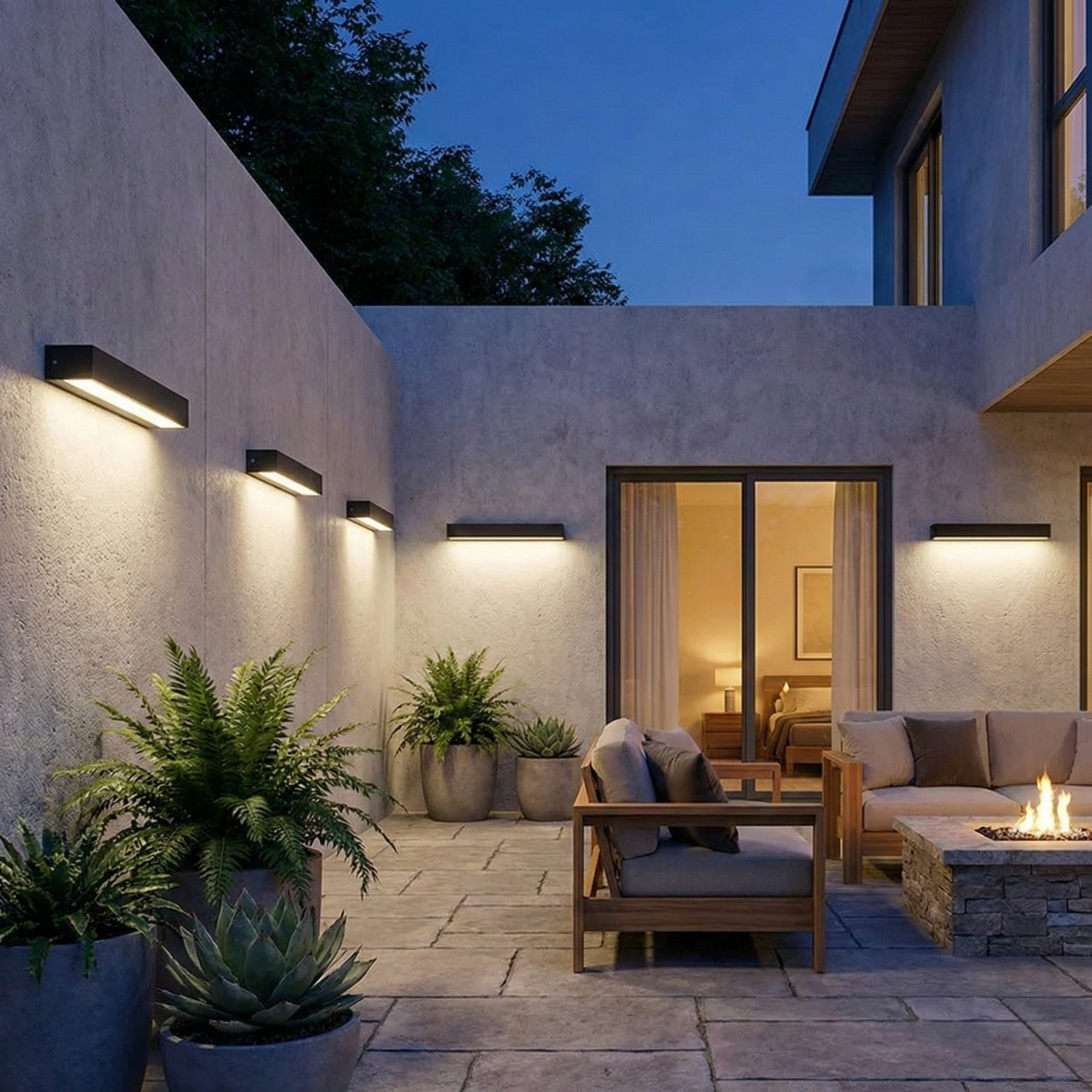 Modern LED Outdoor Wall Light, IP65 Waterproof Aluminum Strip Sconce, Warm Neutral or White Light