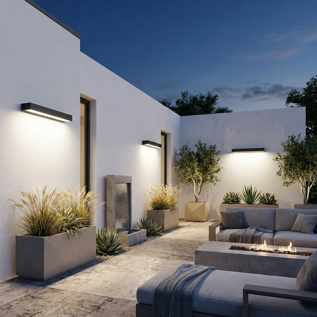 Modern LED Outdoor Wall Light, IP65 Waterproof Aluminum Strip Sconce, Warm Neutral or White Light