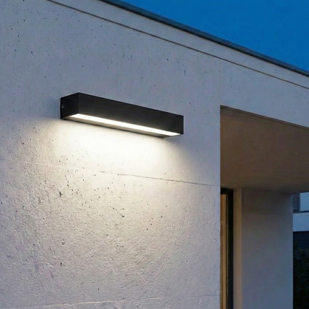 Modern LED Outdoor Wall Light, IP65 Waterproof Aluminum Strip Sconce, Warm Neutral or White Light