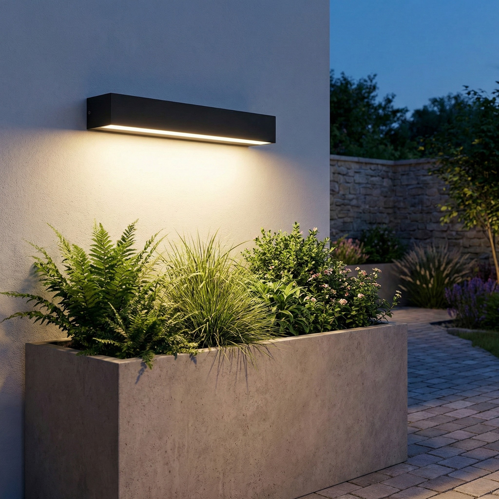 Modern LED Outdoor Wall Light, IP65 Waterproof Aluminum Strip Sconce, Warm Neutral or White Light