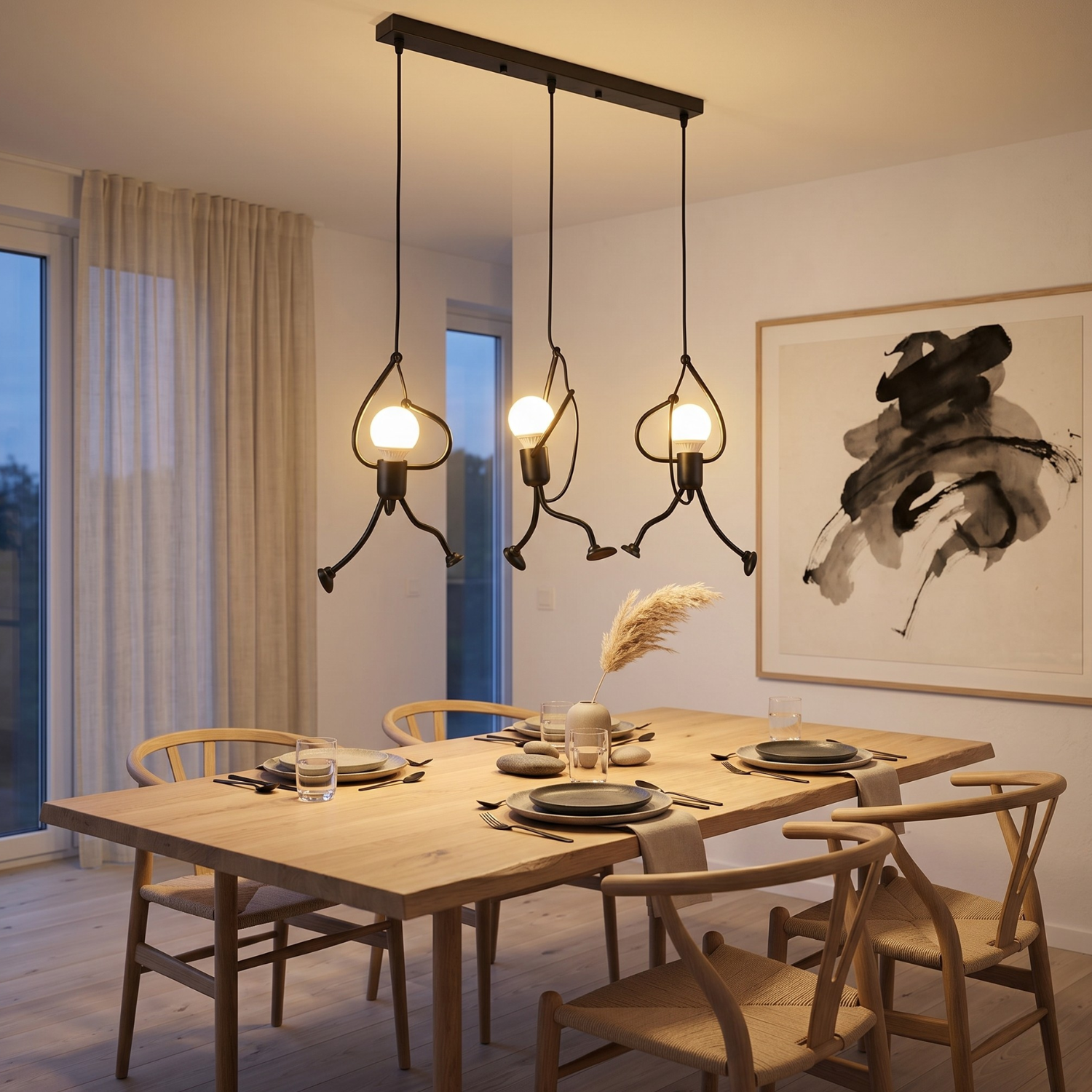Modern Iron Figure Chandelier Pendant Light Adjustable Hanging Ceiling Light 1 Head or 3 Light Fixture Vintage European Kitchen Island Dining Room Lamp