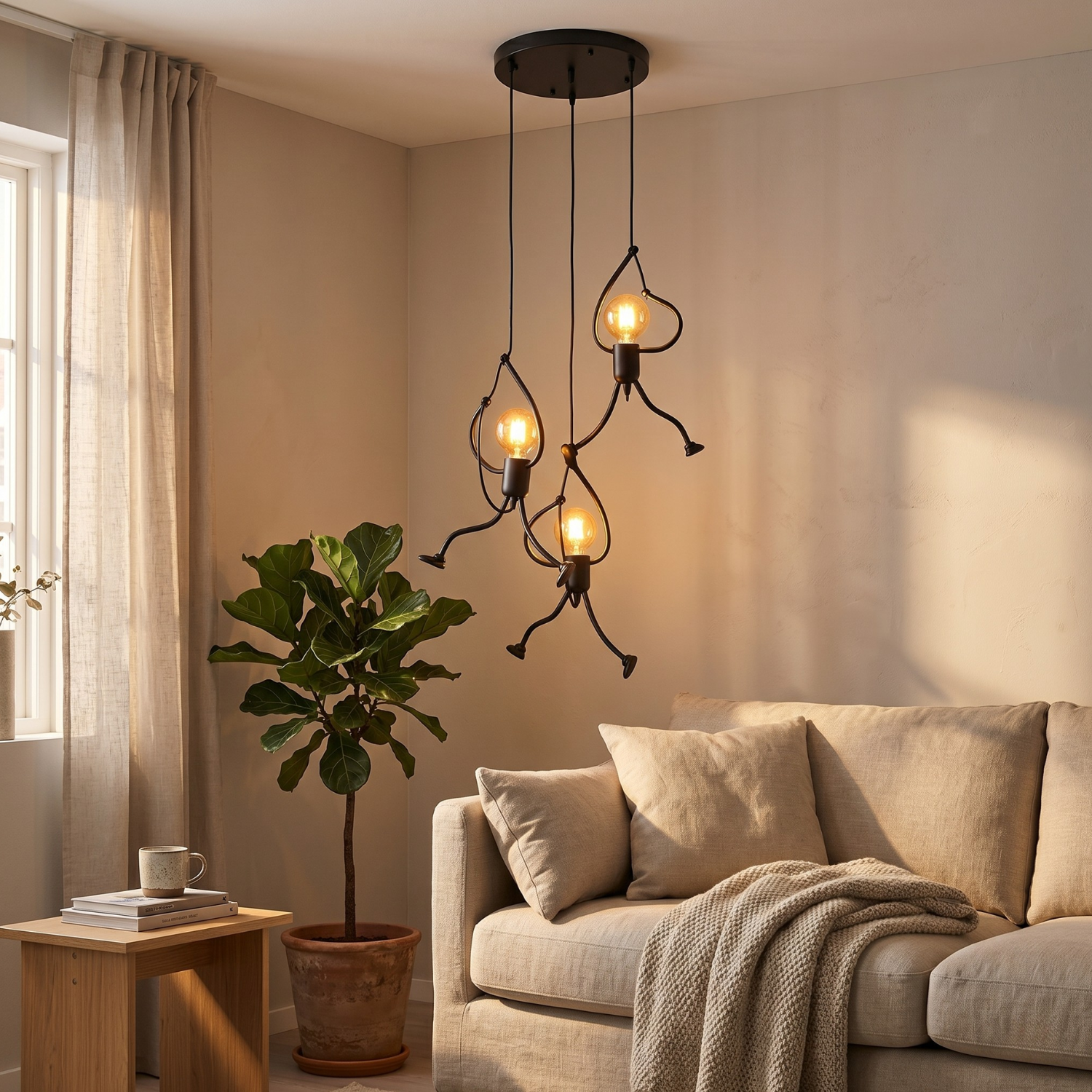 Modern Iron Figure Chandelier Pendant Light Adjustable Hanging Ceiling Light 1 Head or 3 Light Fixture Vintage European Kitchen Island Dining Room Lamp