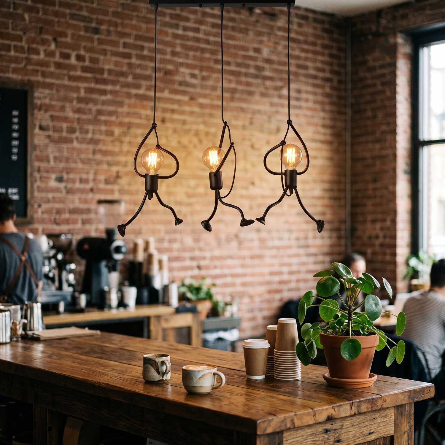 Modern Iron Figure Chandelier Pendant Light Adjustable Hanging Ceiling Light 1 Head or 3 Light Fixture Vintage European Kitchen Island Dining Room Lamp