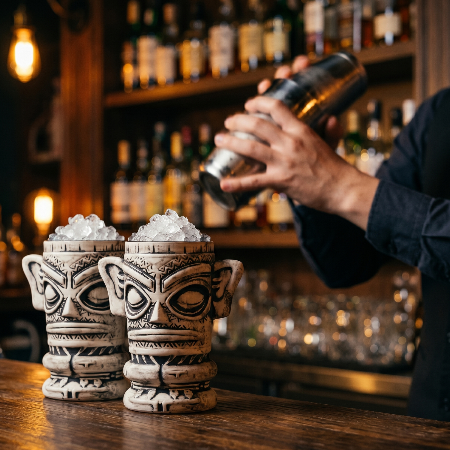 Mystic Preacher Tiki Mug - 500ml Ceramic Cocktail Cup For Tiki Bar, Ancient Home Bar Glassware
