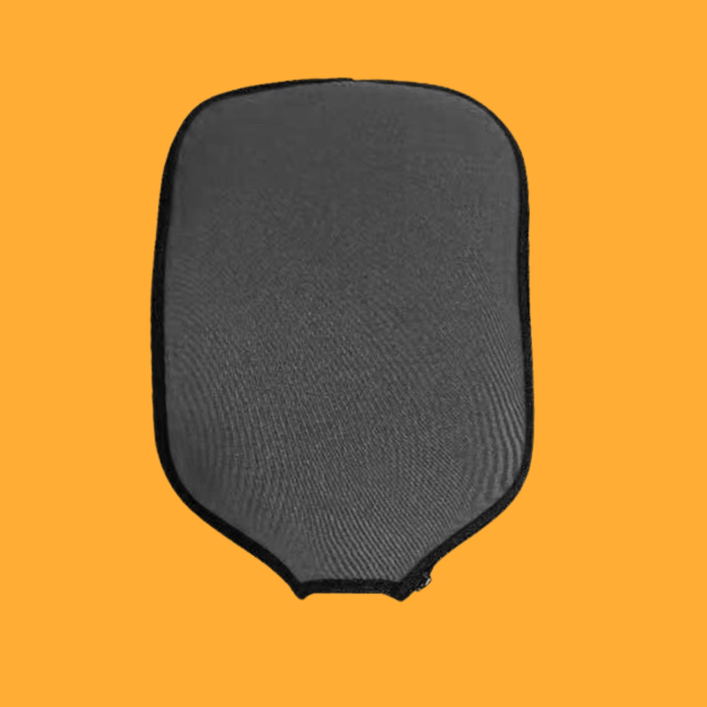 Grey neoprene pickleball paddle cover, zippered waterproof protective sleeve, universal fit