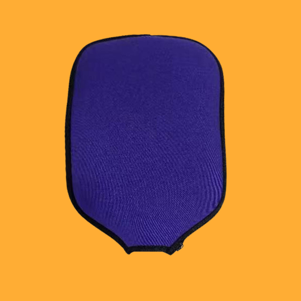 Dark purple neoprene pickleball paddle cover, zippered waterproof protective sleeve, universal fit