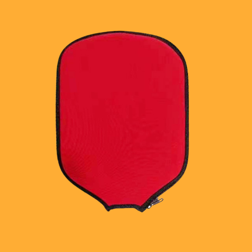 Red neoprene pickleball paddle cover with zipper, waterproof protective sleeve, universal fit