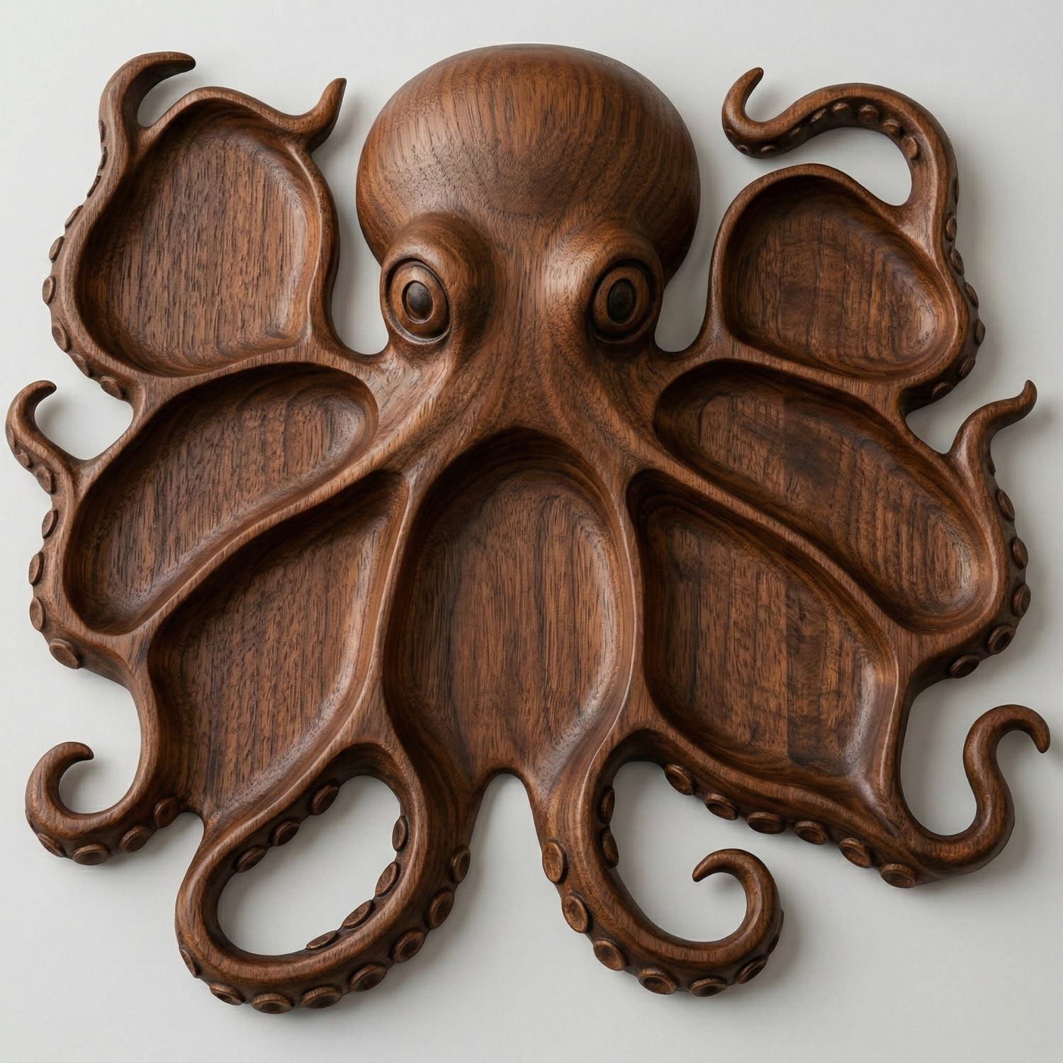 Octopus Charcuterie Board – Solid Wood Coastal Serving Tray for Cheese, Meat & Fruit | Nautical Beach House Snack Platter