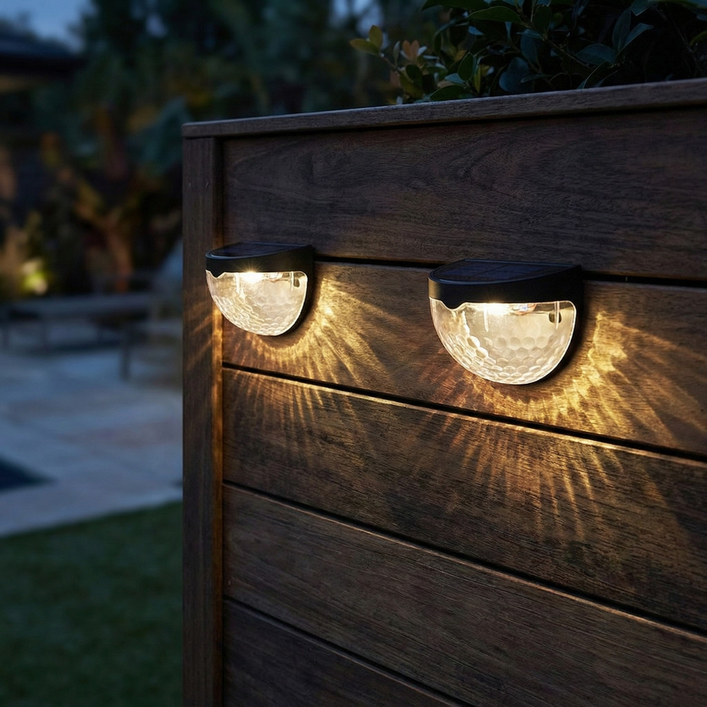 Outdoor Solar Fence Light 6-LED Waterproof Wall Lamp, Warm White or Cool White, 12–16Hr Lighting, Sets of 1, 2, 4 or 7