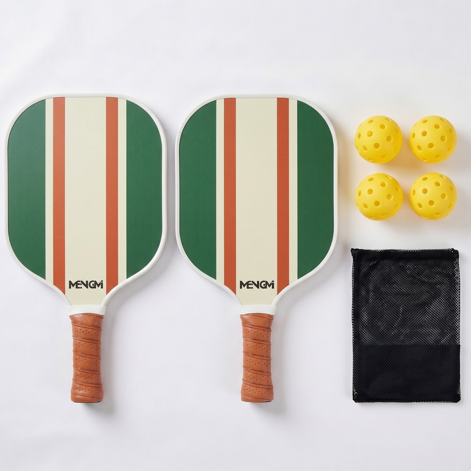 Pickleball Paddle Set for Beginners – Wooden Paddle with Balls & Bag | Single or 2-Player Set | Blue, Green, Purple, Brown
